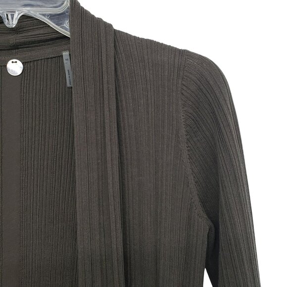 Margaret O'Leary Rib Knit Open Front Cardigan Sweater Gray Green Neutral XS - Picture 7 of 9